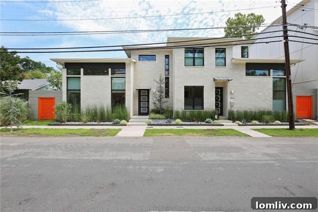Exterior view of sleek contemporary new build home in Knox Henderson