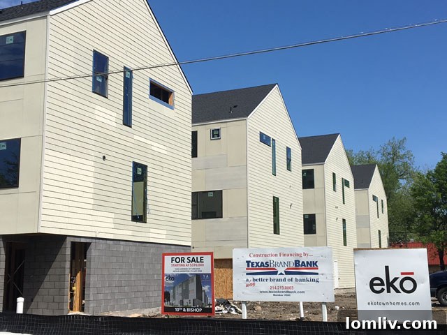 Lineup of EKO Townhomes on 10th Street under construction a few weeks ago