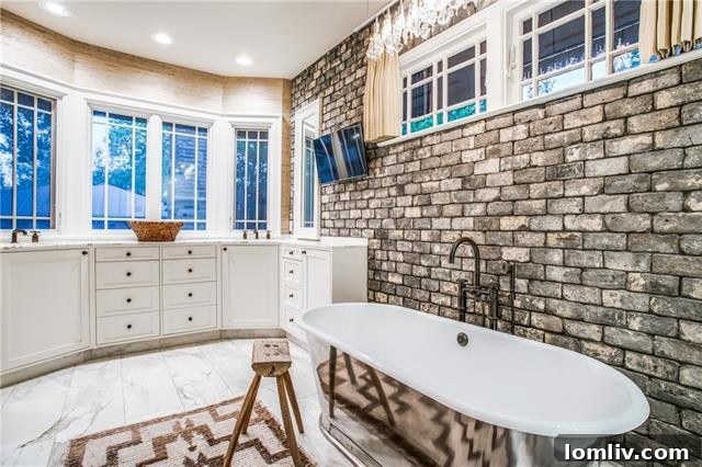 Exquisite Eclectic Prairie Home in Highland Park 18 Master Bathroom with Waterworks Tub