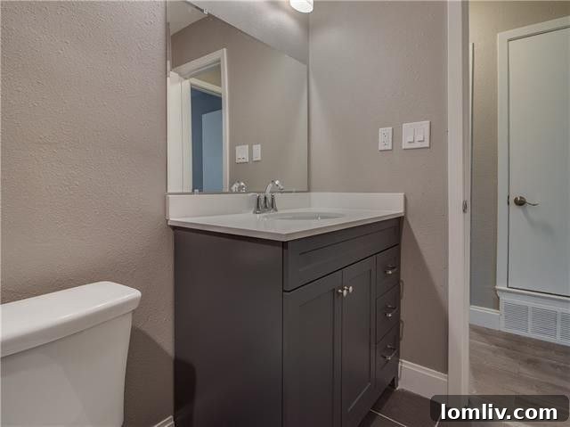 Close-up of exterior wood accents and painted brick