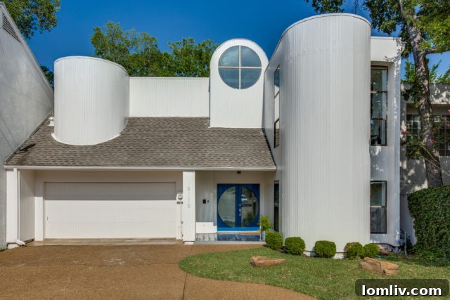 Modern exterior of 9119 Chapel Valley Road, a renovated contemporary home in Dallas's Bluffview