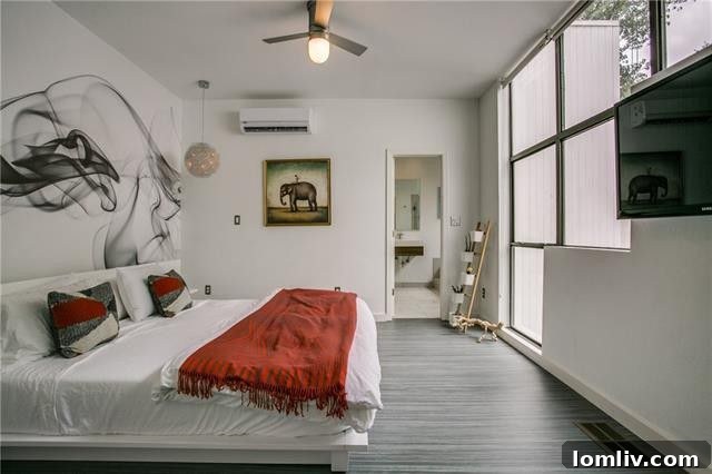 Master bedroom with views of the natural surroundings and elegant interior