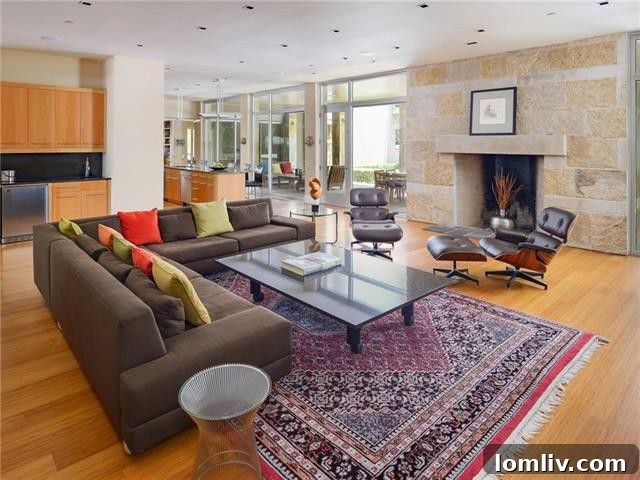 Bluffview Texas Modern Design 7 Architectural Detail: Rumford Fireplace at 5006 Shadywood Lane