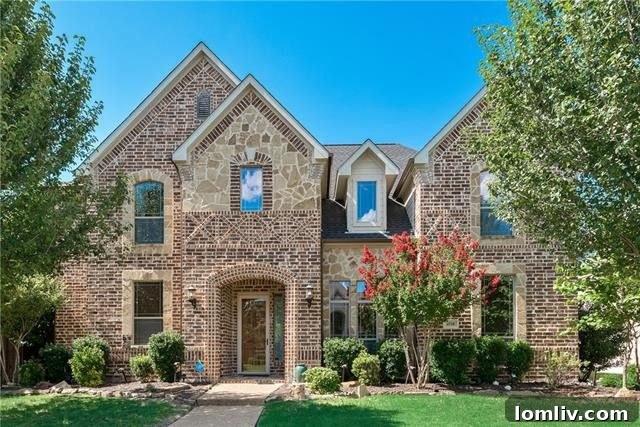 4518 Siena Drive Frisco home exterior with brick, stone, and manicured landscaping, listed by Tenesha Lusk of Keller Williams Realty Plano