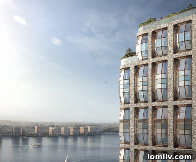 Close-up of the geometric, pillow-like windows on Heatherwick Studio's Hudson Residences, offering expanded views.