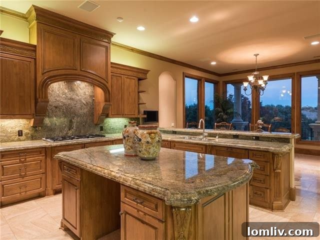 Spacious gourmet kitchen with island in a high-end DFW home