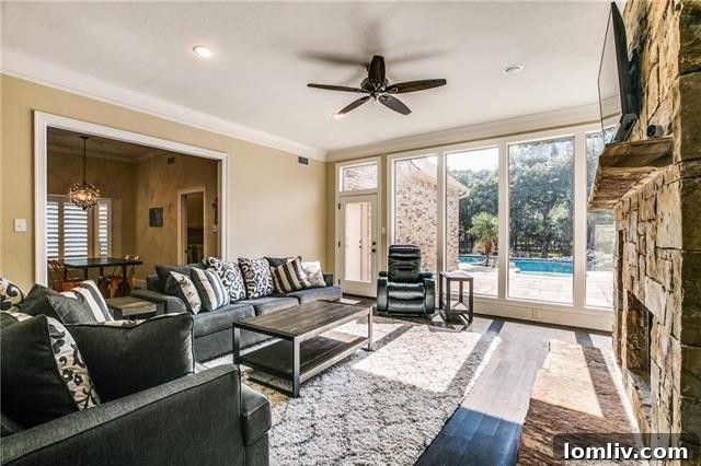 Modern kitchen with large island and high-end appliances in Southlake