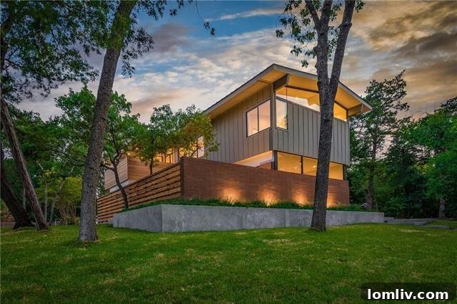 Sleek living area with floor-to-ceiling windows in a North Oak Cliff mid-century home