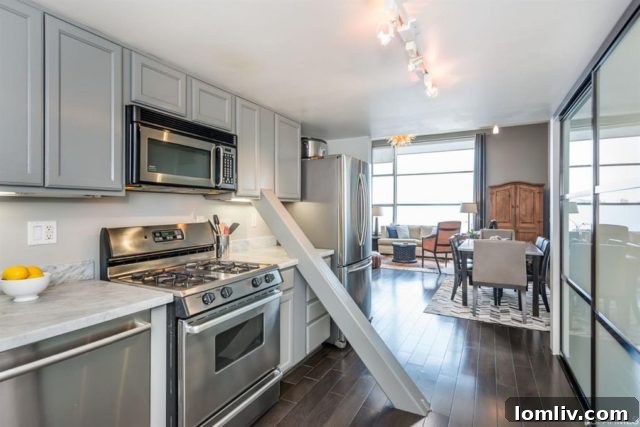 Closer view of the beam in the kitchen