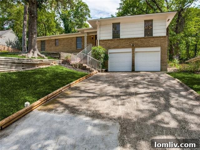 Oak Cliff Midcentury Gem: Kiest Park Nature Steps Away 4 Midcentury living room with Roman brick fireplace and built-ins