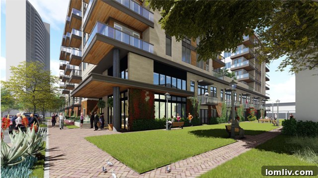 Ground floor plan of The Diplomat showing pocket park and green wall