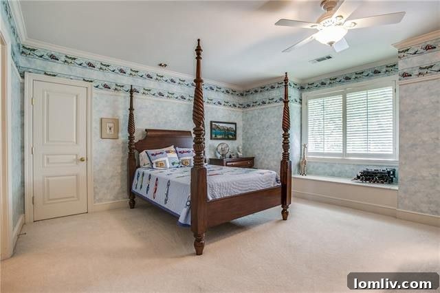 Bluffview's Private 2-Acre Urban Sanctuary 25 Bright and airy secondary bedroom with ample natural light, part of the Bluffview luxury estate