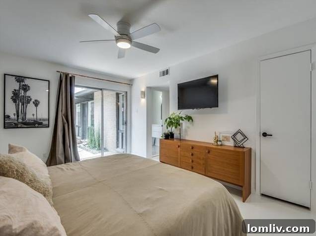 Luxurious Master Bathroom with Glazed Tile and Concrete Accents