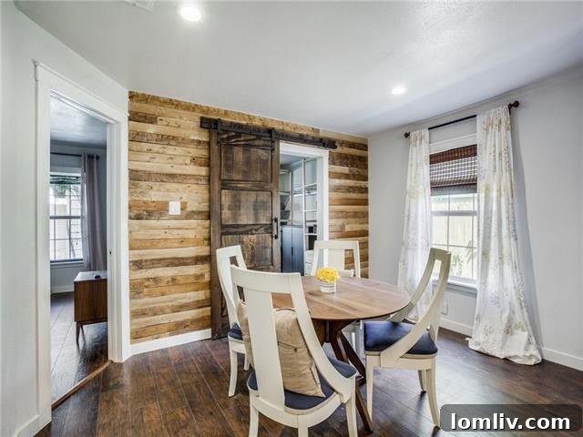 Wood Plank Accent Wall in Dining Area