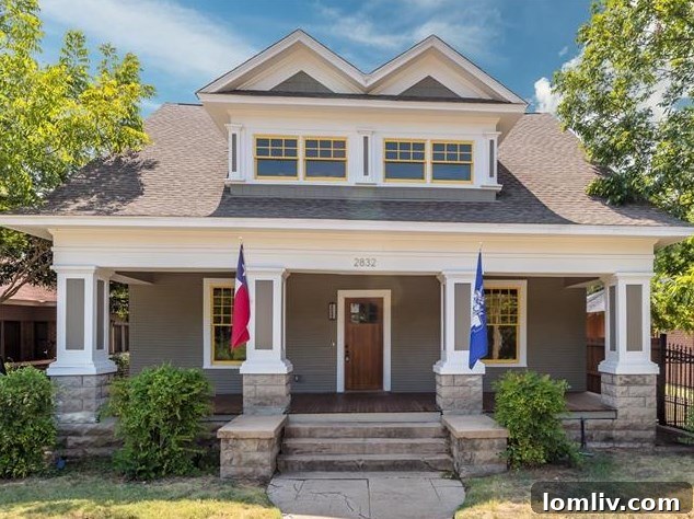 Hemphill Heights Classic: Craftsman Home with Untapped Potential on Travis Avenue 2 Exterior view of 2832 Travis Avenue, a meticulously renovated Craftsman home in Fort Worth's Hemphill Heights