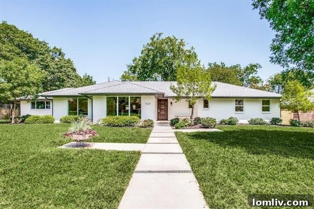 Striking exterior of the contemporary North Dallas home at 7229 Midbury Dr
