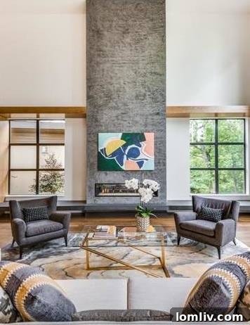 Floor to Ceiling Stone Fireplace