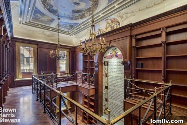 An opulent interior shot of the townhouse, possibly a grand living room or foyer, showcasing intricate detailing and luxurious furnishings.