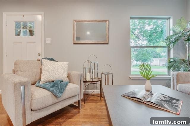 Elegant Living Room with Refinished Hardwood Floors