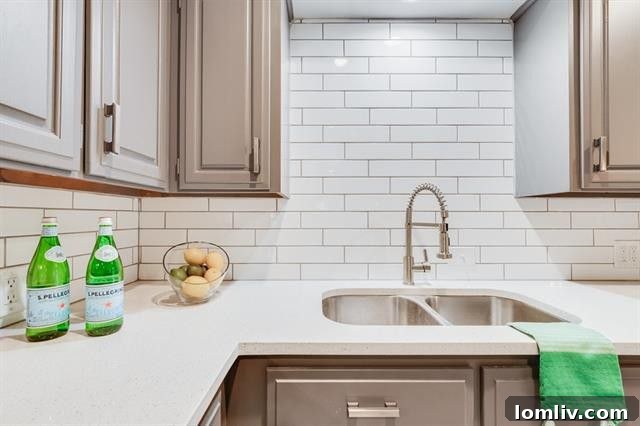 Master Bathroom with Floating Vanity and Subway Tile Shower