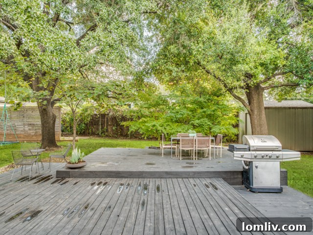 Lush backyard view from the dining room