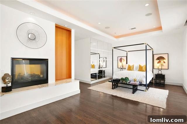 Luxury Modern Townhome Dallas - Master Bedroom Fireplace