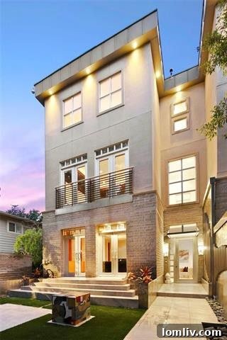 Luxury Modern Townhome Dallas - Grand Exterior at Twilight