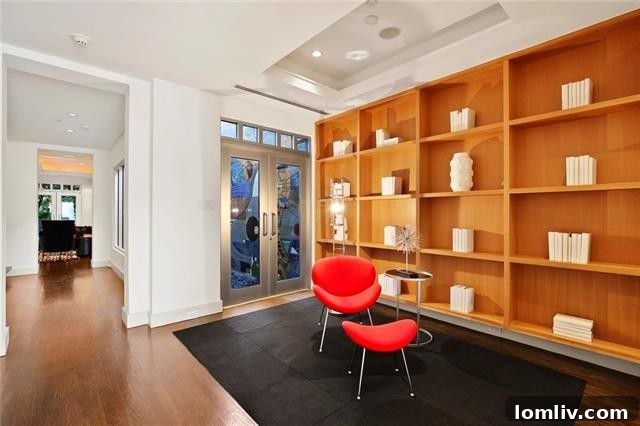 Luxury Modern Townhome Dallas - Custom Built-ins in Sitting Area