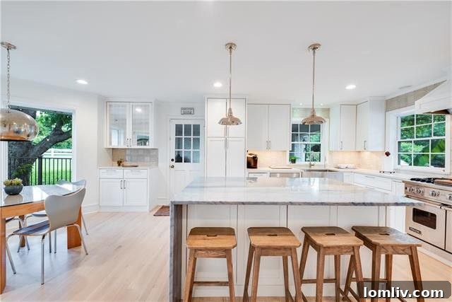 Luxurious blue Brazilian Quartzite kitchen island with bar seating
