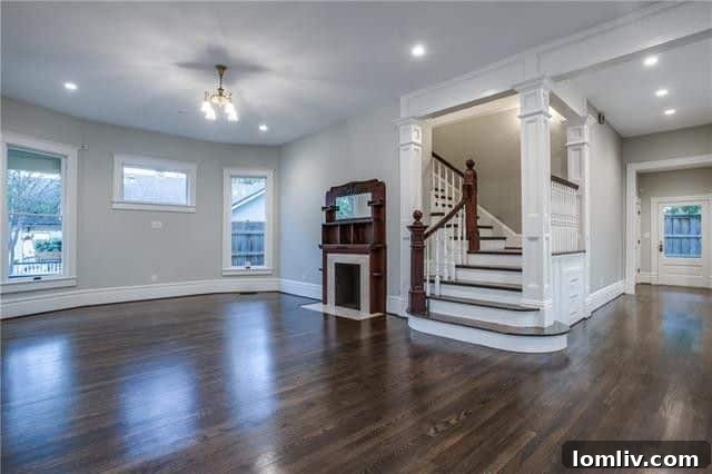 The beautifully restored fireplace with a unique mantel