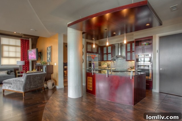 Montgomery Plaza condo kitchen and living area