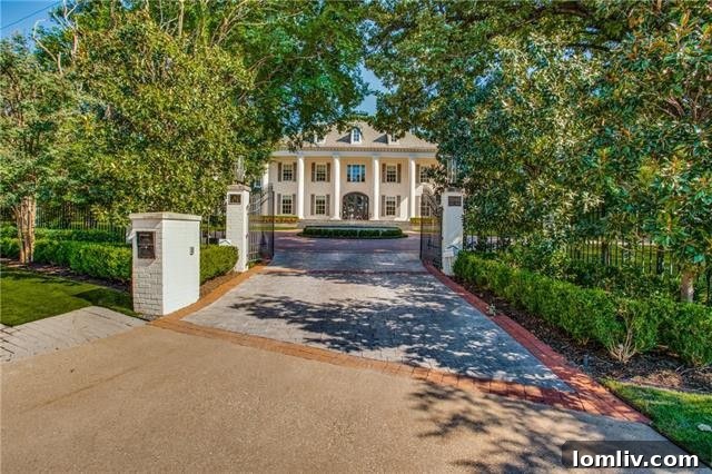 Exterior view of 9346 Sunnybrook Lane, a renovated Southern Colonial estate in Preston Hollow