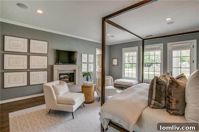 Luxurious master bathroom with a large soaking tub and designer elements