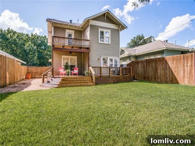 Lush green space and privacy in the generous backyard of this Winnetka Heights home.