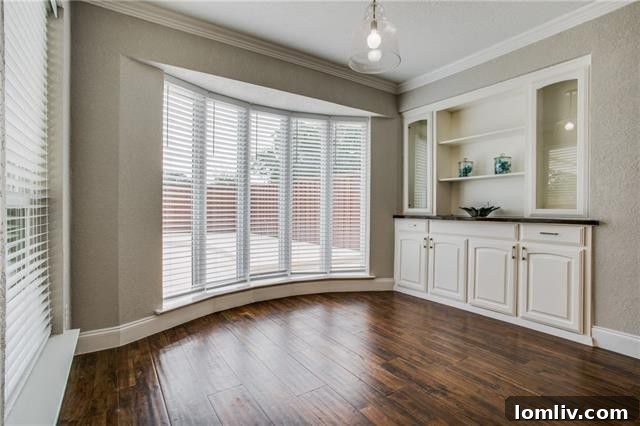 Charming Breakfast Nook with Built-ins and Pool View