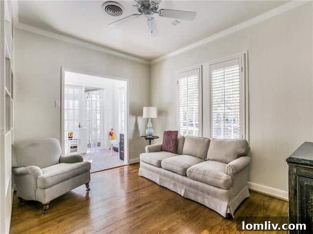 Versatile third bedroom or den with access to sunroom