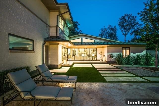 Outdoor Living Room with Fireplace and Comfortable Seating