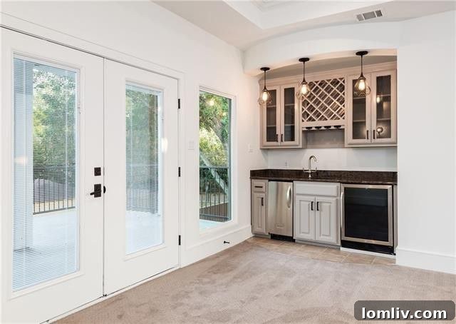 Guest bedroom with elegant decor and natural light
