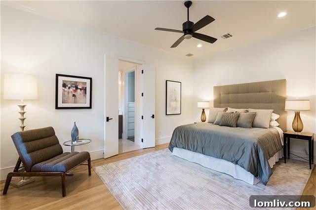 Luxurious master bedroom with abundant space and natural light