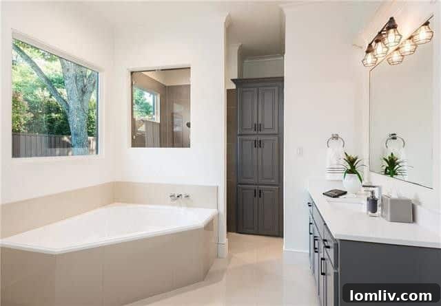 Spacious walk-in shower in the master bathroom