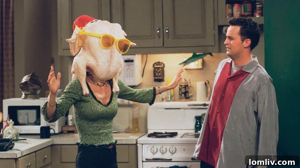 Friends TV show cast celebrating Thanksgiving together, illustrating holiday traditions