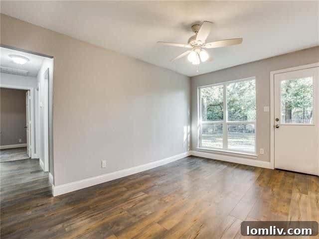 Inviting living space with new floors and paint