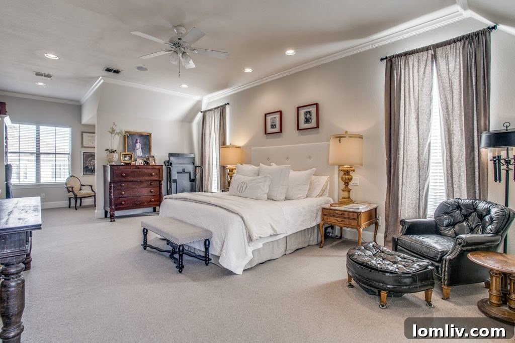 Spacious master bedroom with a dedicated office nook