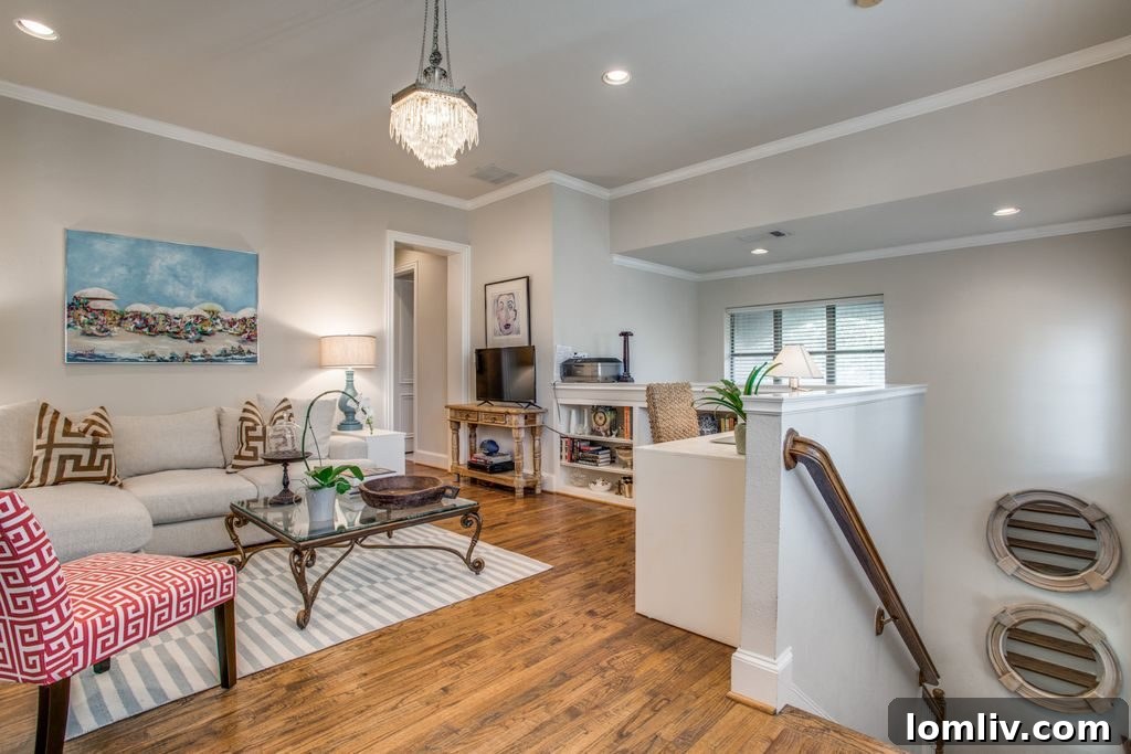 Staircase leading to the main living area of a University Park condo