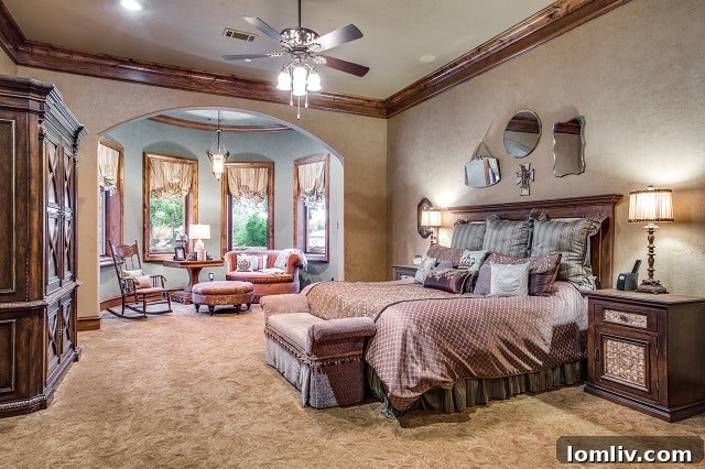 Colleyville: Estate Luxury, Home Comfort 7 Luxurious master bedroom with a dedicated sitting area and elegant decor