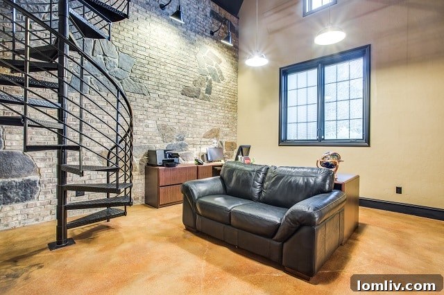 Colleyville: Estate Luxury, Home Comfort 9 Elegant home office with a unique spiral staircase leading to a loft library