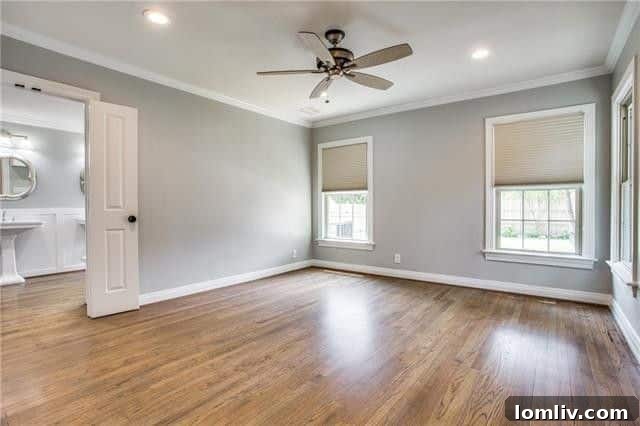 Spacious master bedroom with abundant natural light