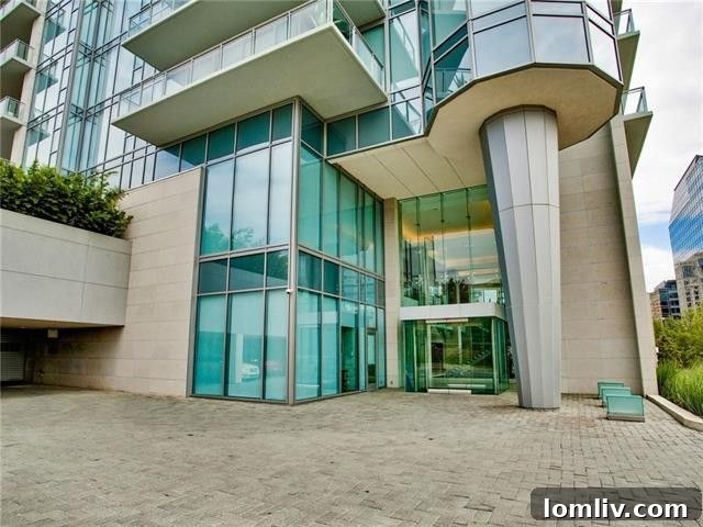 Modern high-rise interior with expansive city views