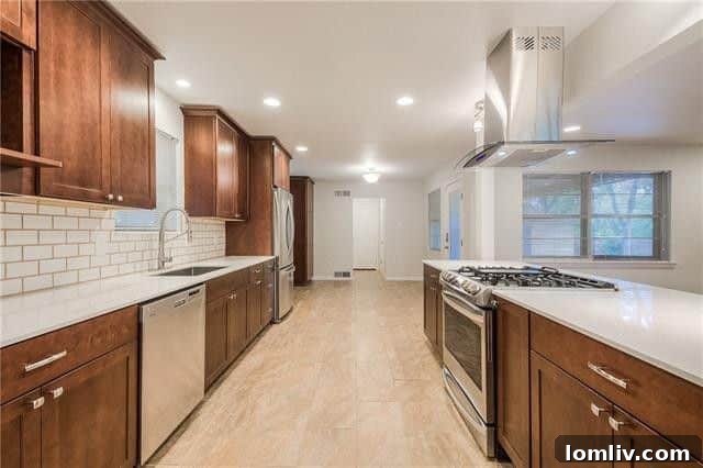 Entertainers Paradise Buckner Terrace Corner Lot Ranch 5 Gourmet Kitchen Details: Professional Gas Range and Custom Cabinetry in Buckner Terrace Home