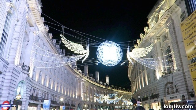 Regent Street illuminated for the holiday season in London